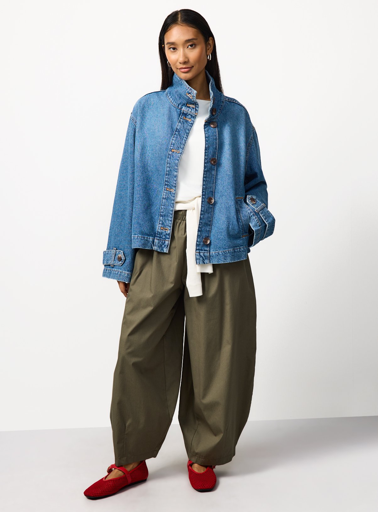 Mid Wash Denim Funnel Neck Jacket 20 - Image 2 thumbnail